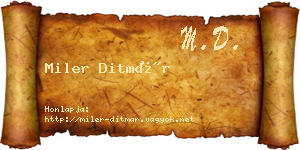 Miler Ditmár névjegykártya